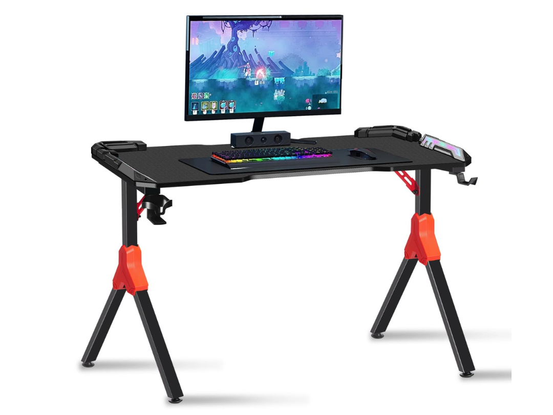1.2m LED Gaming Desk with Cup Holder & Headphone Hook - Qatar 1.2m LED Gaming Desk with Cup Holder & Headphone Hook - Qatar